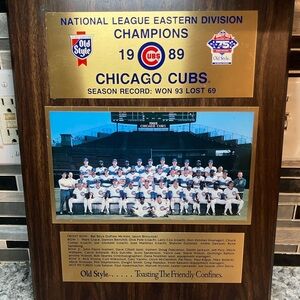 1989 Chicago Cubs Team Plaque Old Style Beer Division Champs